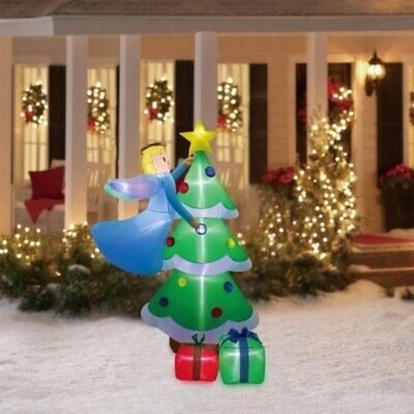 Holiday Time Flying Angel Decorating Tree Inflatable, 6.5FT Christmas Lights Up - Picture 1 of 8
